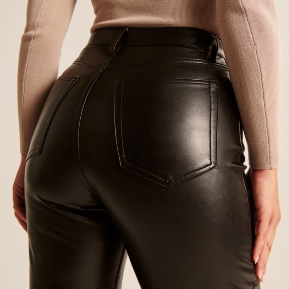 A & Fitch Faux Leather Curvy Straight Leg